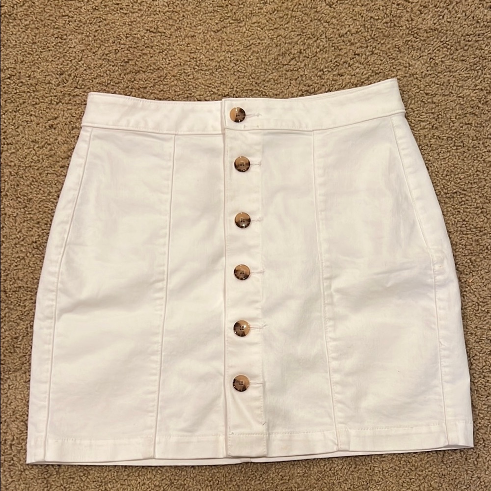 LOFT White Button-Up Skirt